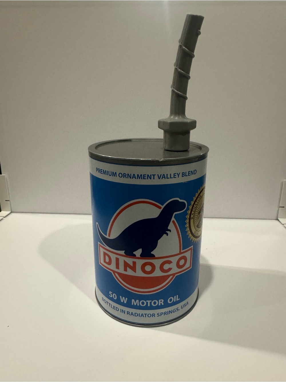 Disney Blue and Red Dinoco Motor Oil Can Drinking Cup